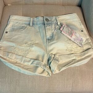 Women’s Distressed Light Blue Denim Shorts - Unbranded